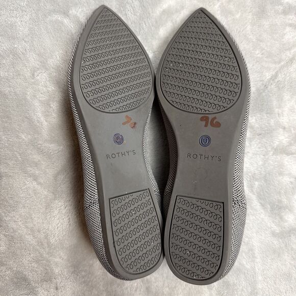 Rothy’s The Point Women’s Flats Gray Blue Trim Size 8.5 W EU 39 Recycled Knit - Picture 7 of 7